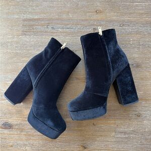 Coach Iona Elegant Black Velvet Ankle Boots